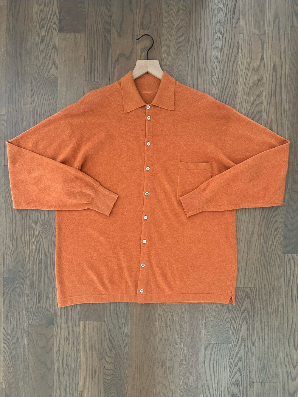 Ballantyne Collared Button Front 100% Cashmere Cardigan Sweater in Orange XL